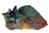 Azurite Crystals with Malachite - Morocco #129092-1